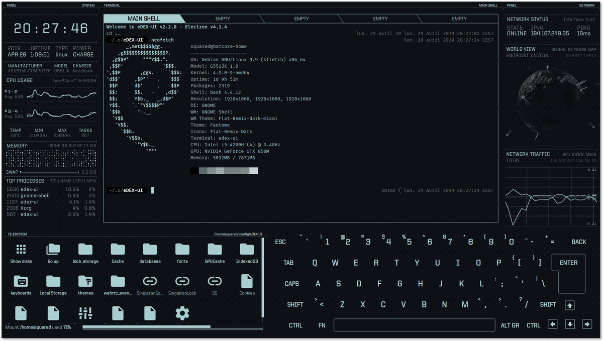 42.6k Star开源神器,eDEX-UI,打造你的科幻终端