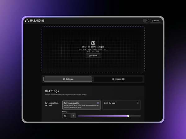 civilblur/mazanoke：1.4k Star开源神器，浏览器内的本地图像优化器，保护你的隐私！